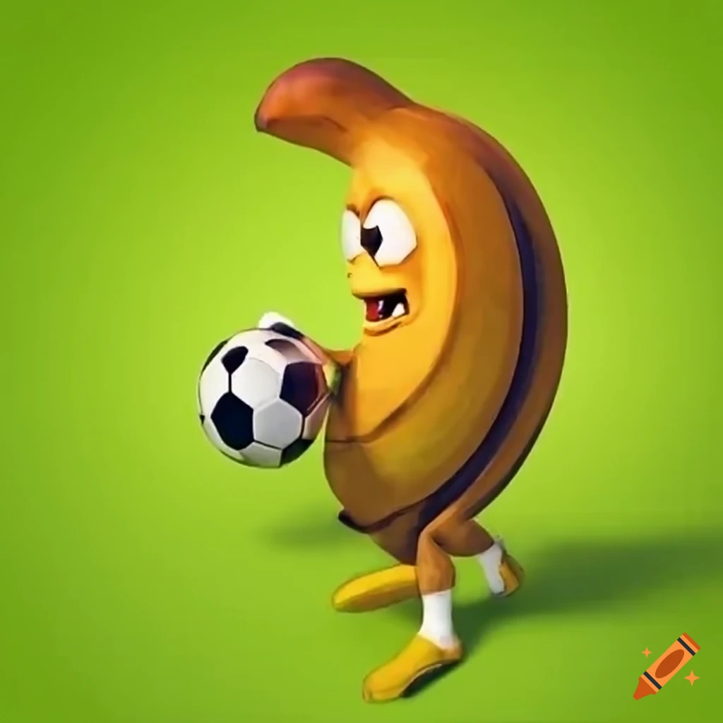 Animated banana playing soccer on Craiyon