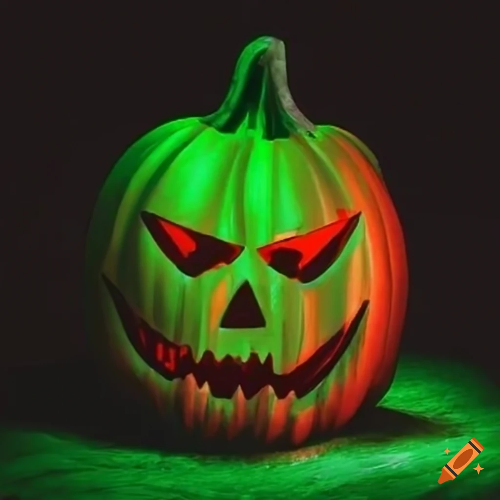 creepy jack o lantern with green accents