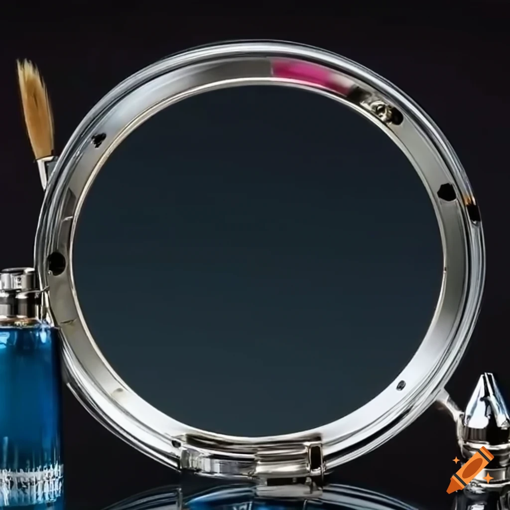 vanity with cosmetics and perfume bottles
