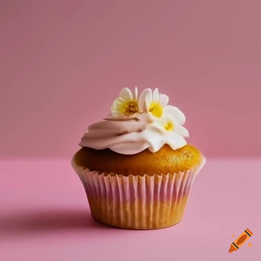 minimalist cupcake with honey and flowers