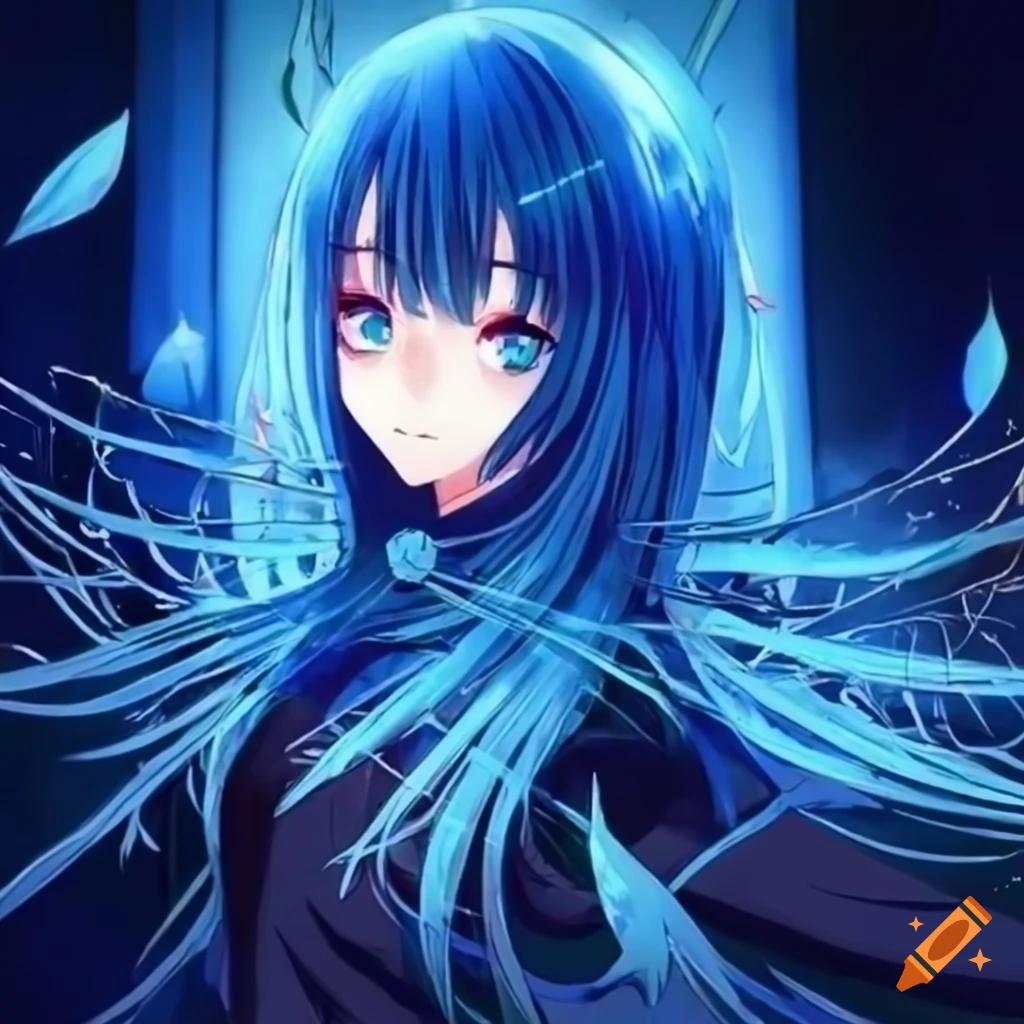Blue Spider Lily In Anime Style Artwork