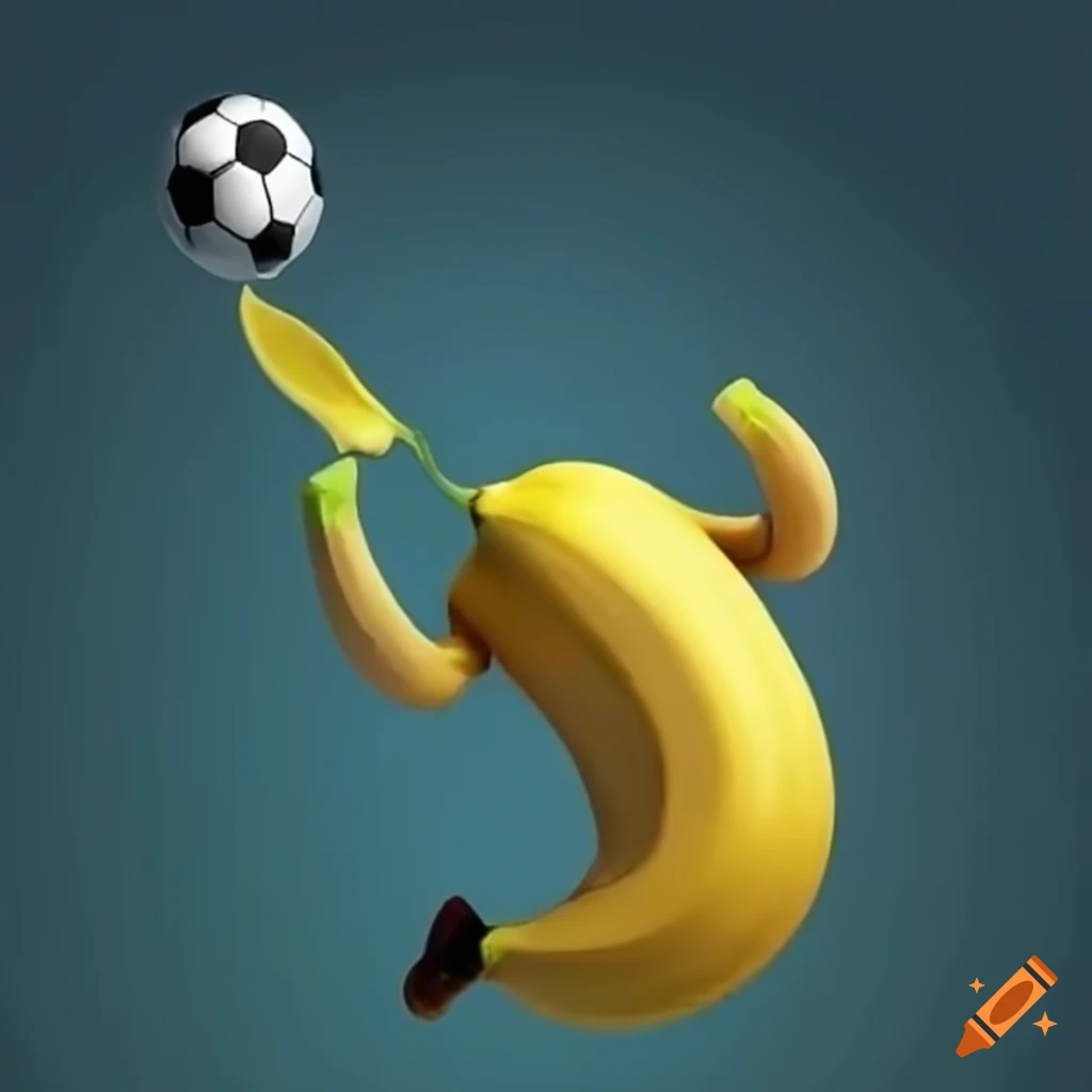 Animated banana playing soccer on Craiyon