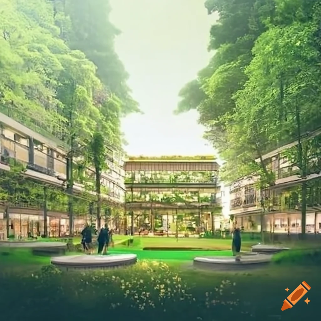 sustainable architecture in a green suburban center