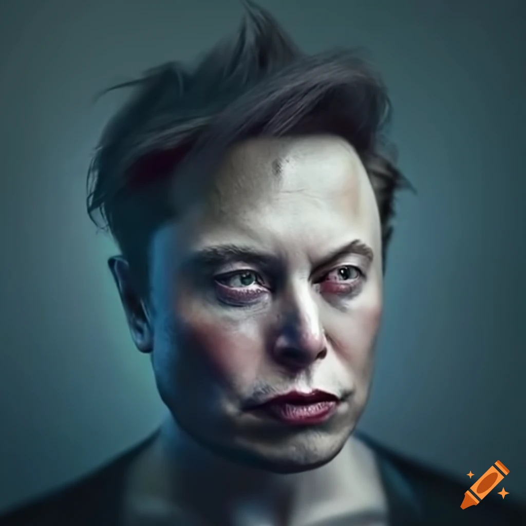picture of Elon Musk with a vampire-like appearance