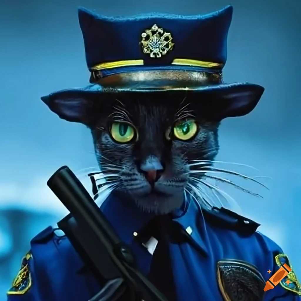 Portrait of a Funny Cat in a Police Hat and Tie Stock Photo - Image of  constable, kitten: 178698814