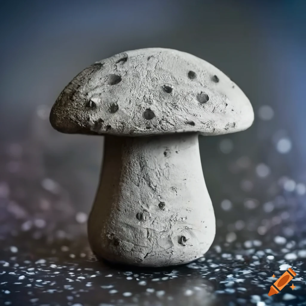 concrete mushroom on metal surface