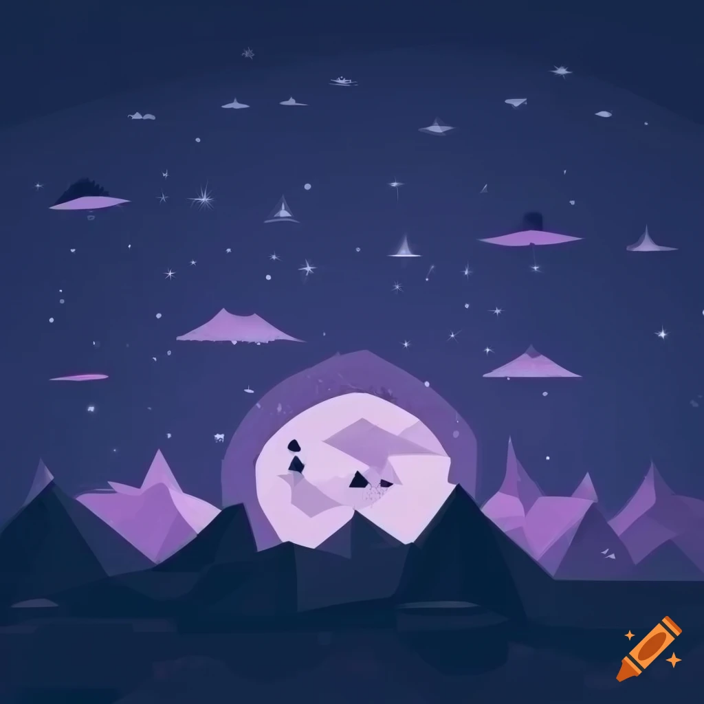 geometric vector art of a night landscape