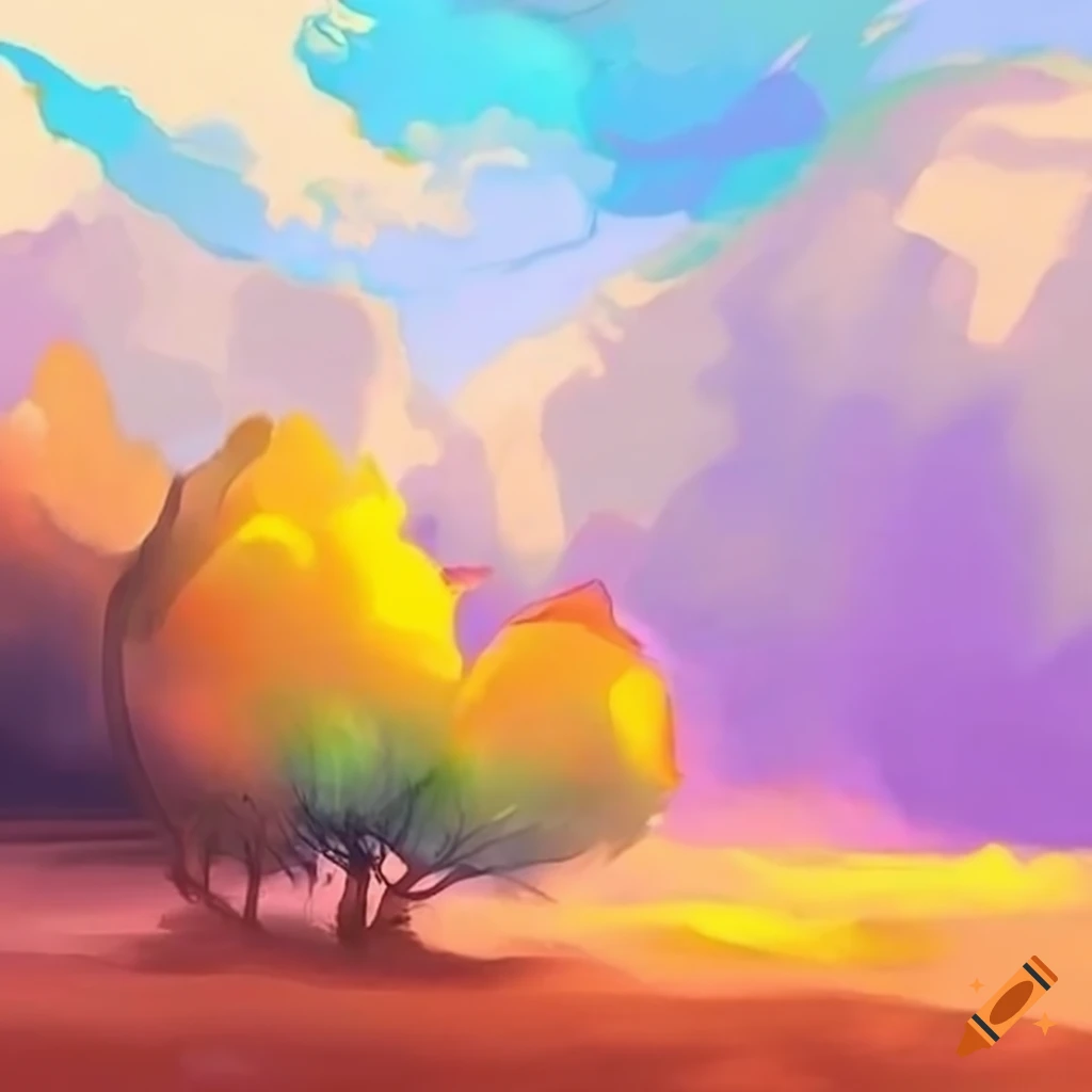 Abstract landscape with changing colors on Craiyon