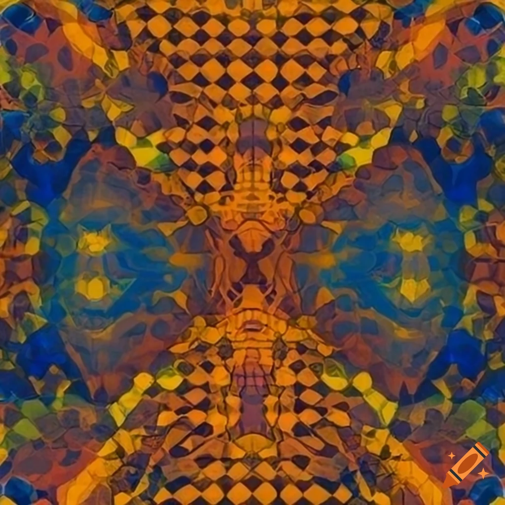 ochre periodic tessellation in black, yellow, grey, and orange