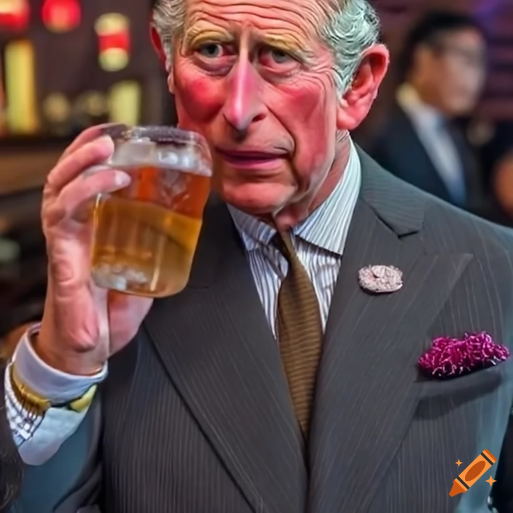 Prince Charles singing at a karaoke club