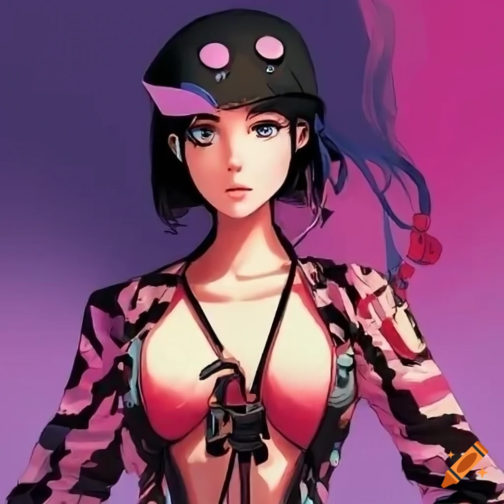 anime vogue magazine cover featuring a biker girl