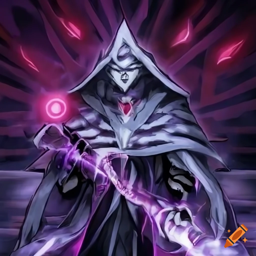 Dark magician with sword and red magic effects on Craiyon