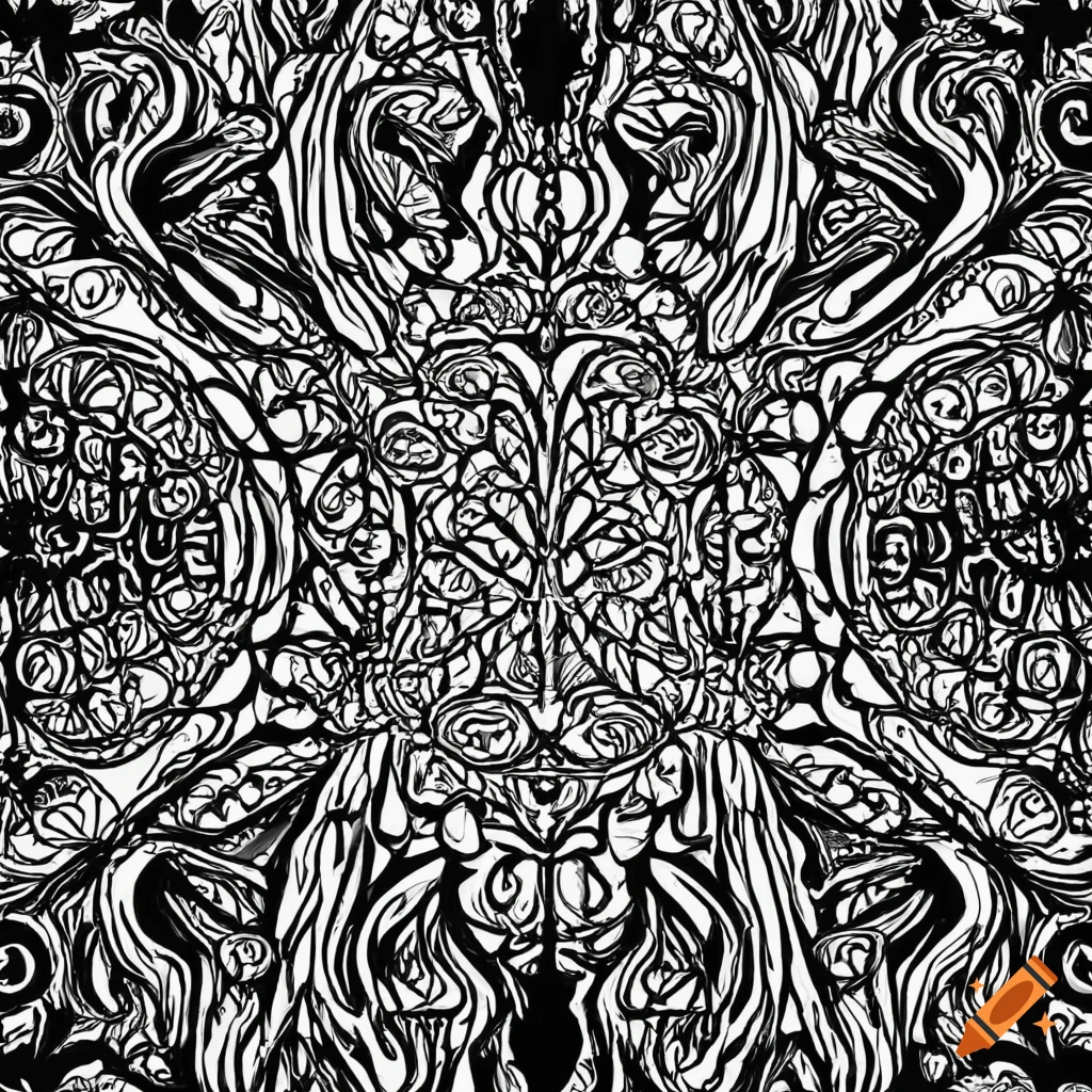 abstract black and white coloring page