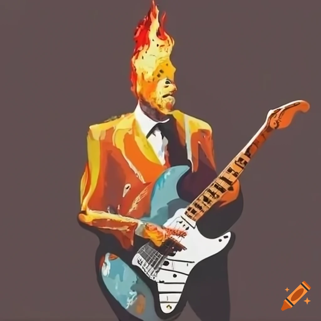 Jazz record design with man playing a stratocaster on Craiyon