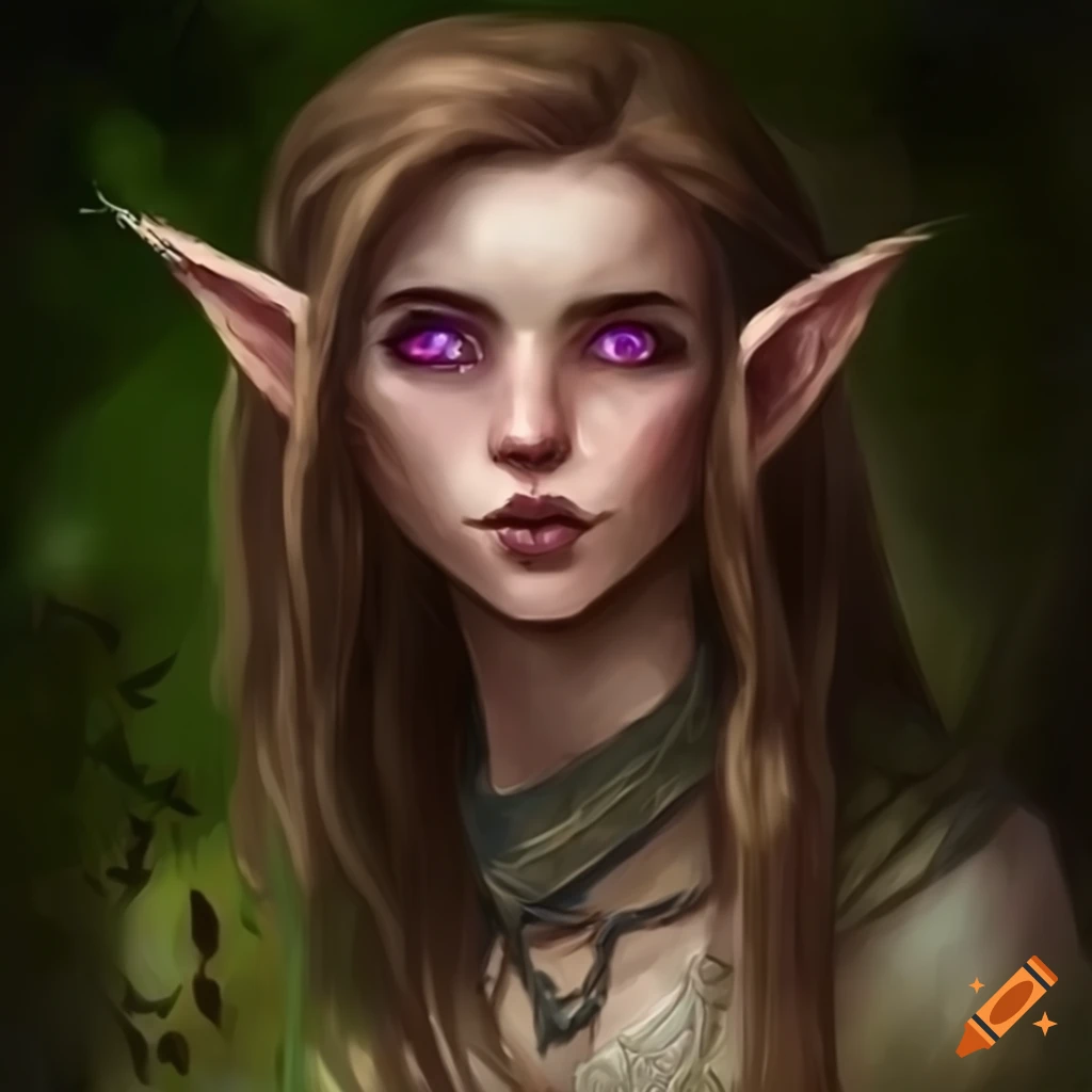 Artwork Of A Female Half Elf Druid With Purple Eyes On Craiyon