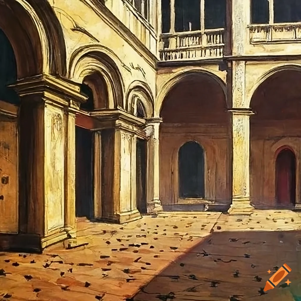 courtyard of Bodleian library by Giorgio de Chirico