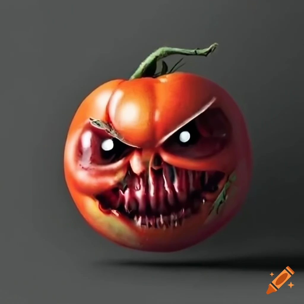Sinister tomato with an evil expression on Craiyon