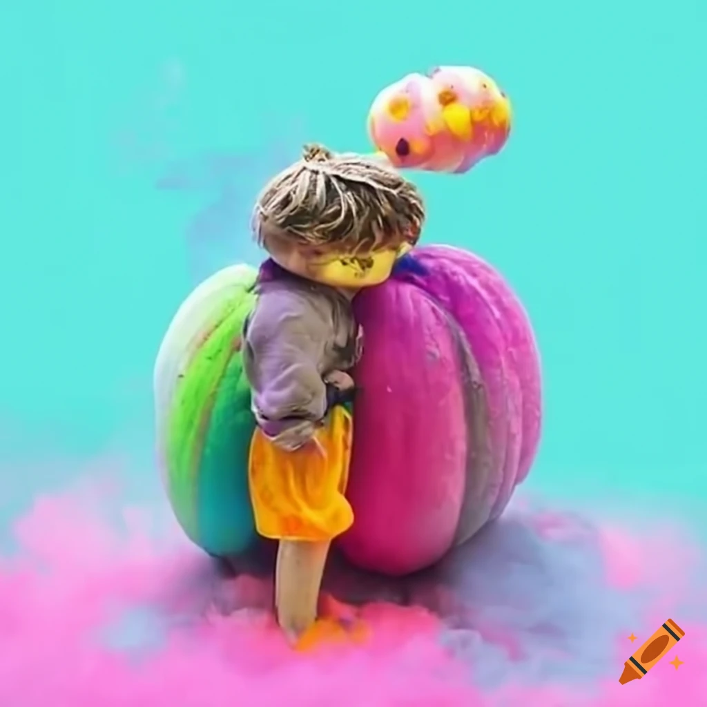 colorful pumpkins and children