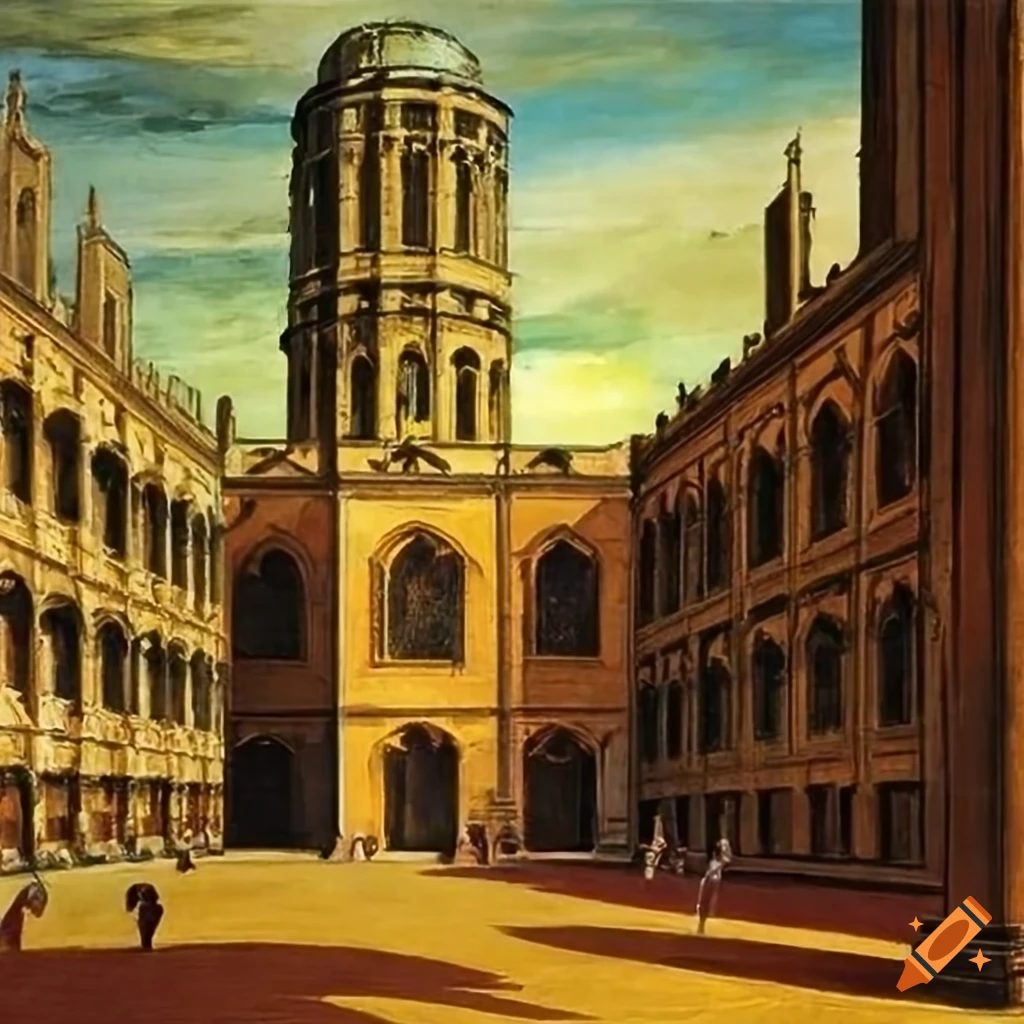 Giorgio de Chirico's painting of Bodleian library courtyard