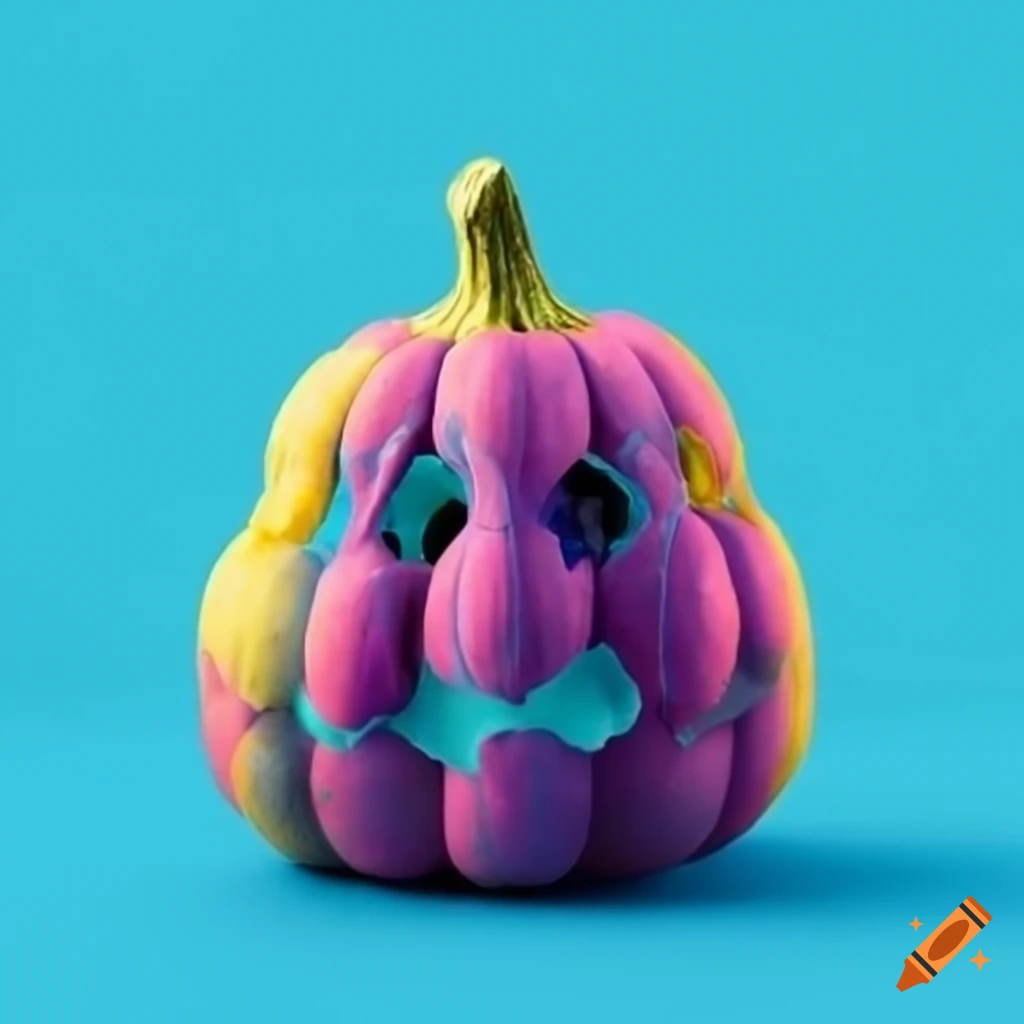 colorful artwork with pumpkins and human figures