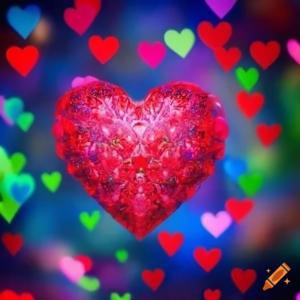 artwork with bright hearts and vibrant colors