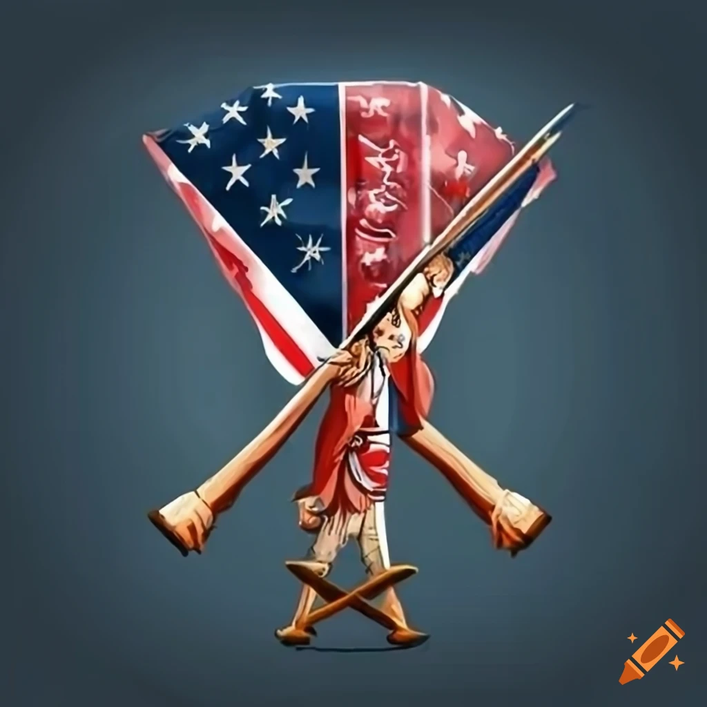 outline of a US revolution soldier with crossed muskets