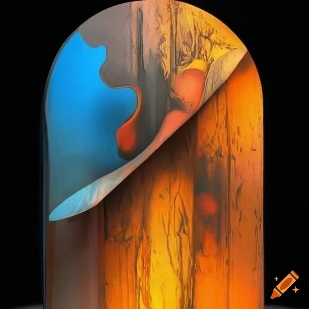 surrealism abstract door with colorful flower vase