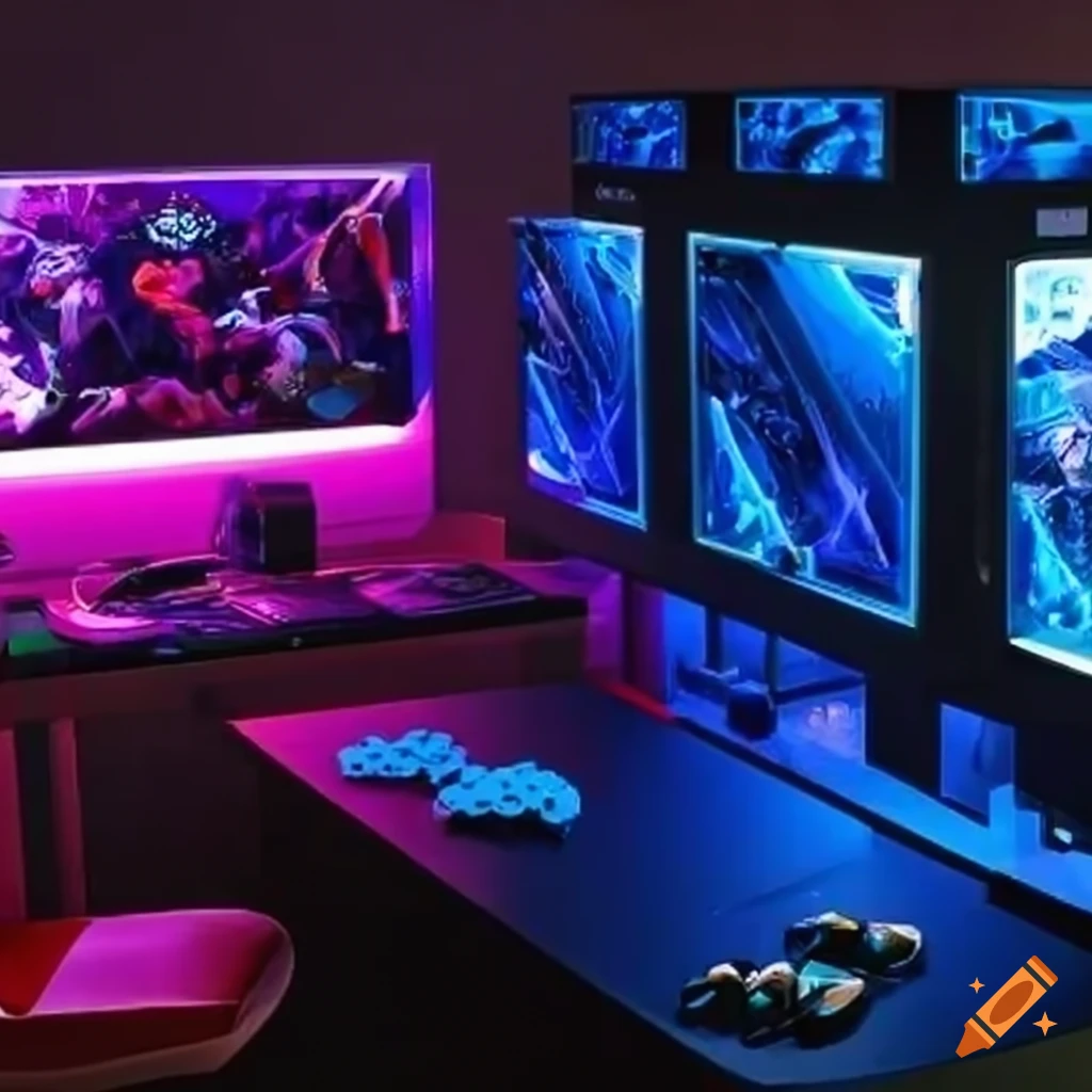 Ultimate gaming room setup on Craiyon