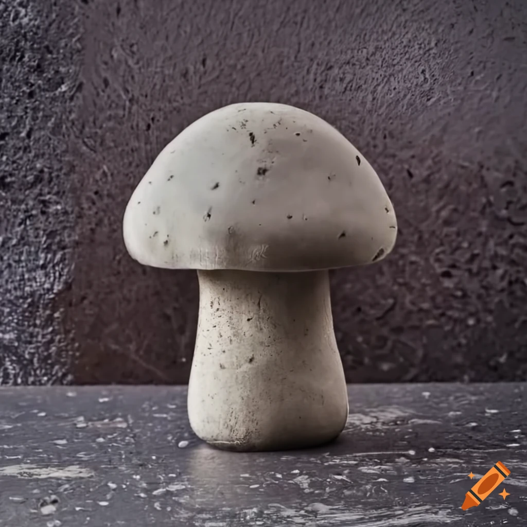 concrete mushroom on reflective metal
