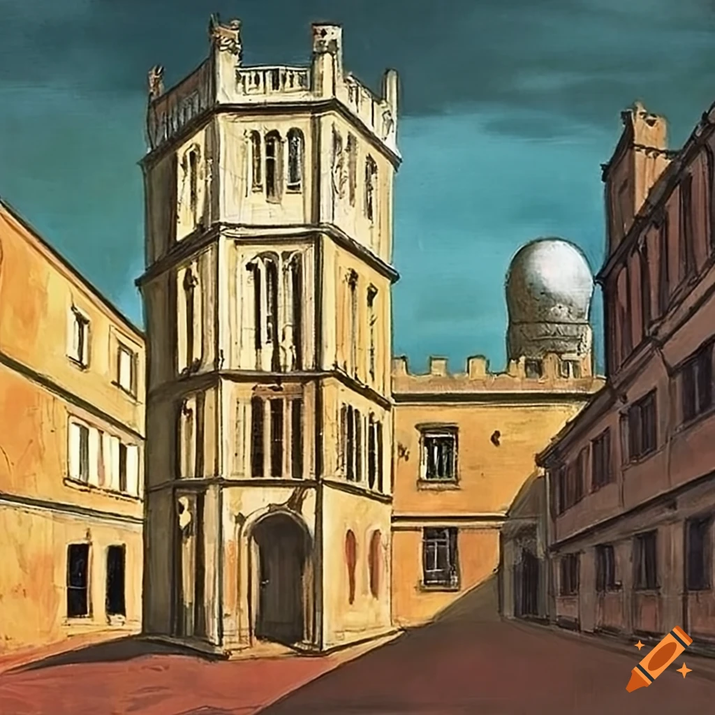 Giorgio de Chirico's painting of Bodleian library courtyard