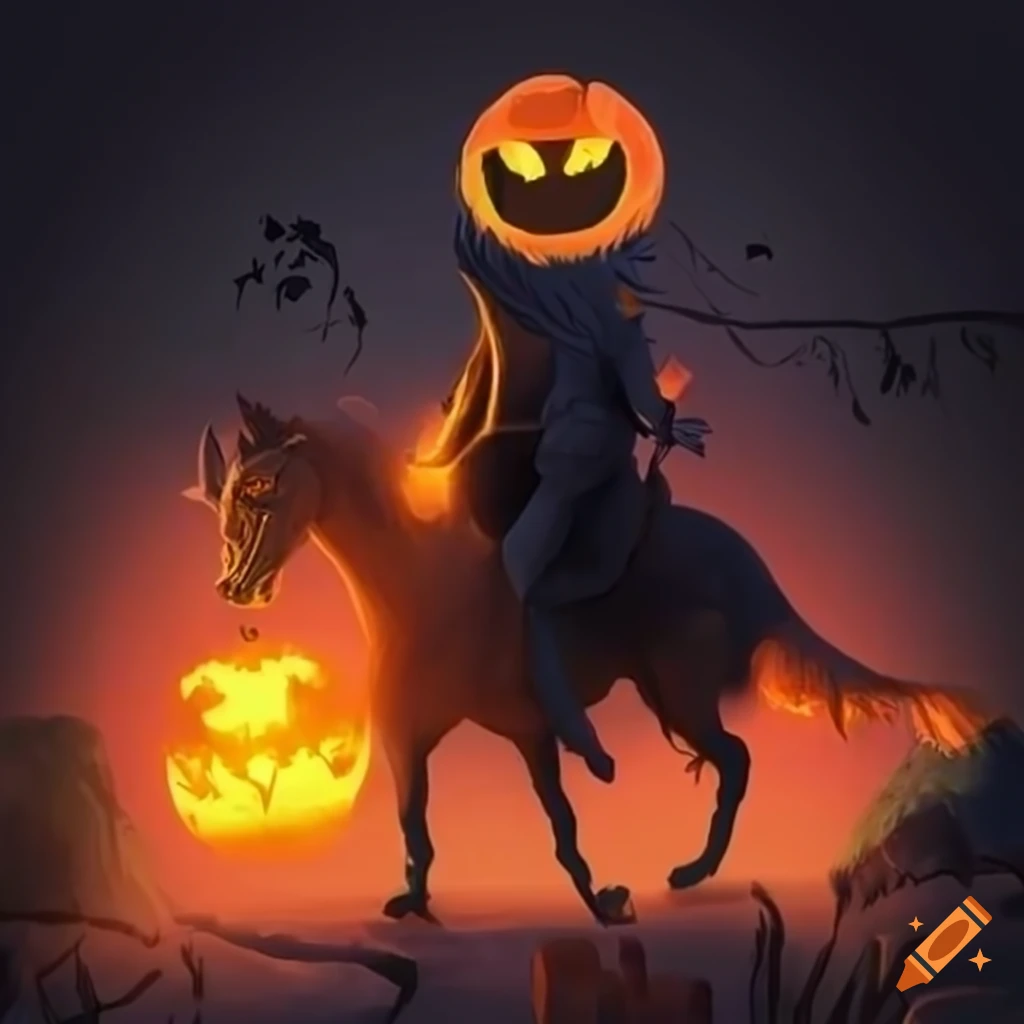 Illustration of the headless horseman on Craiyon