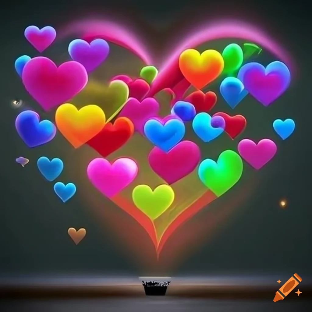 bright and colorful artwork with hearts
