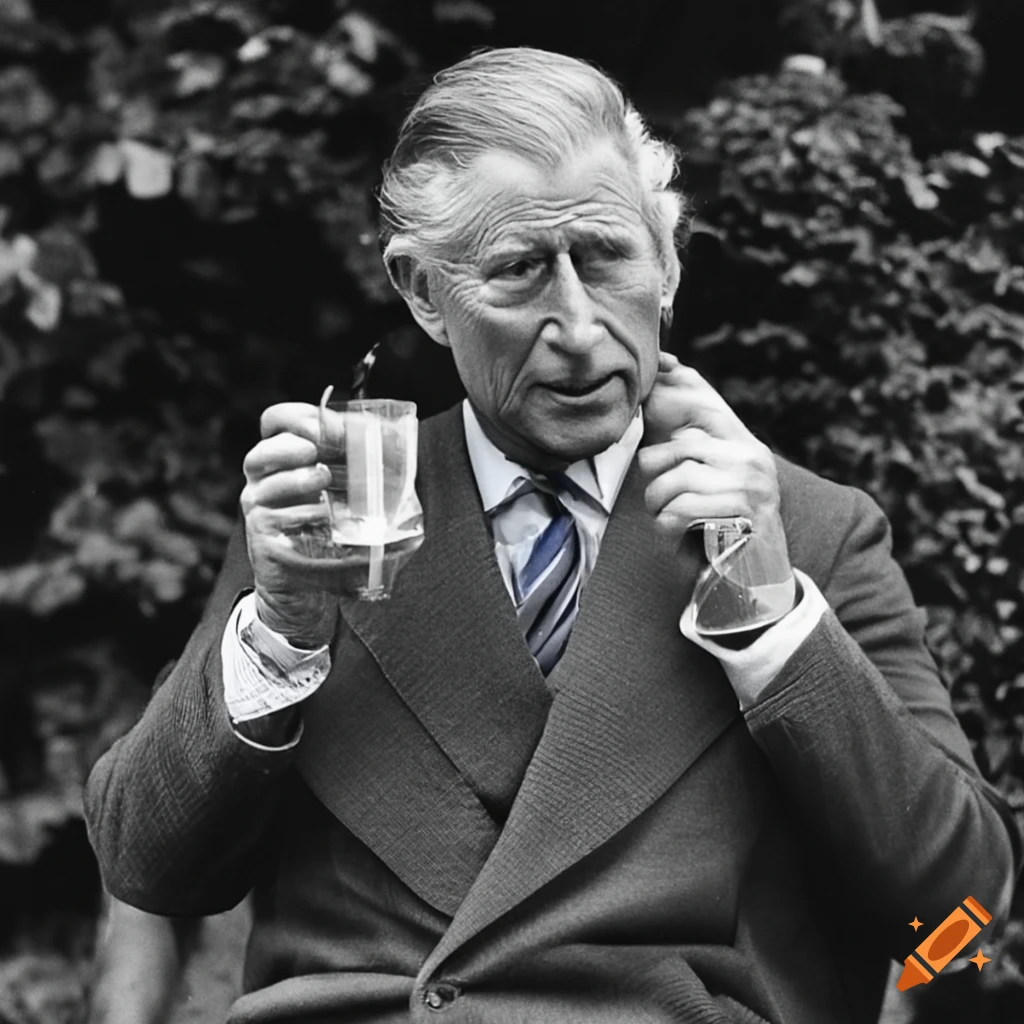 Prince Charles drinking a cocktail