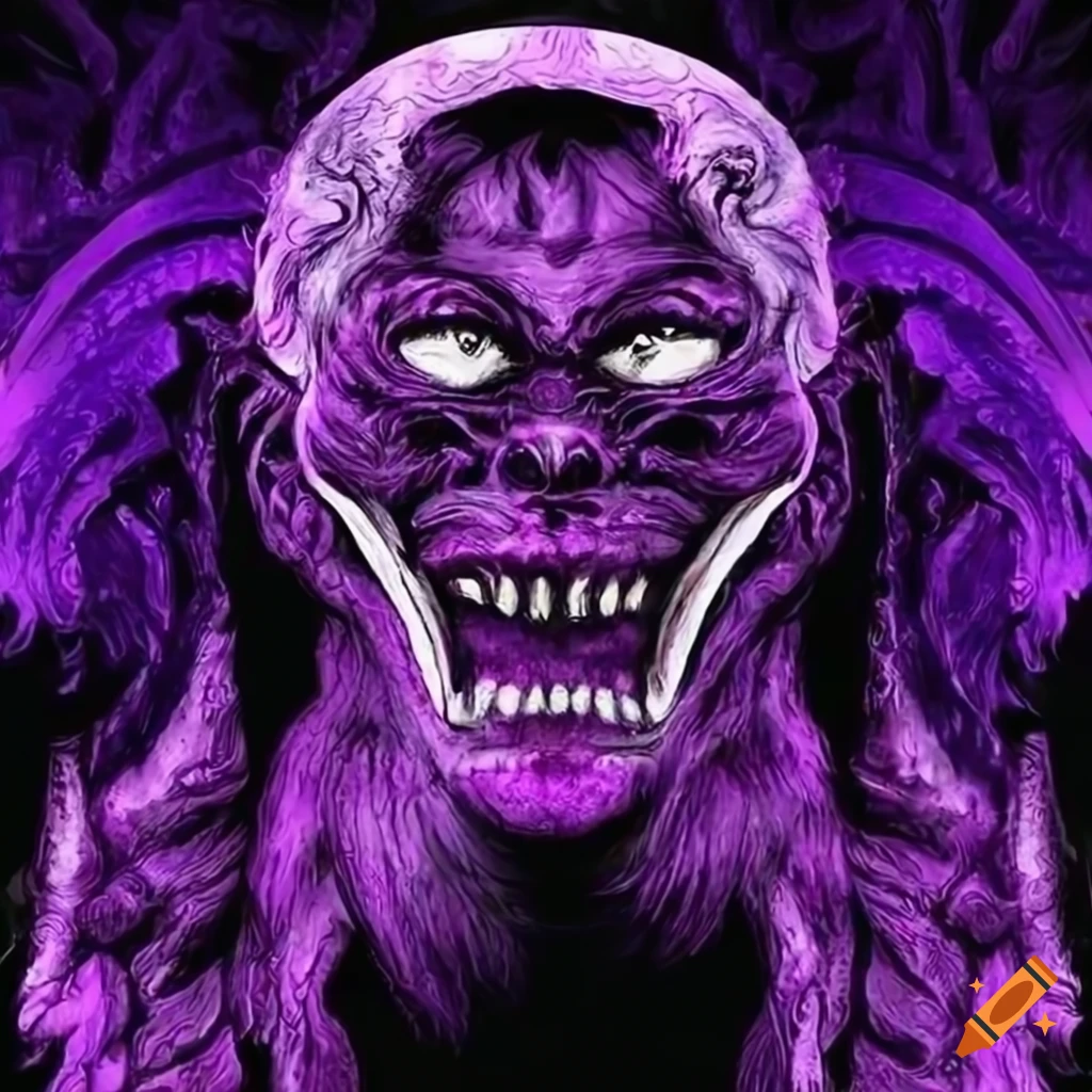 Artwork of a striking purple demon on Craiyon