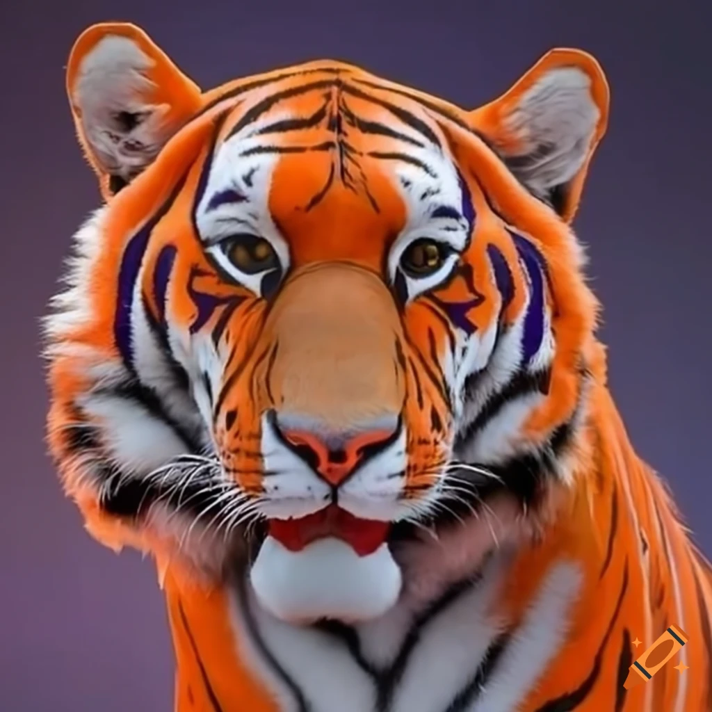Clemson tiger mascot in full buffed form on Craiyon