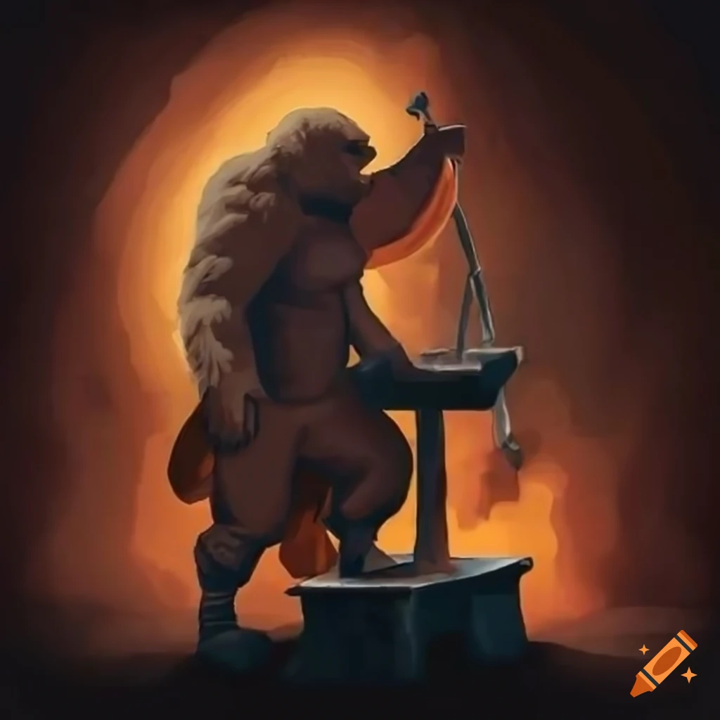 man blacksmith hammering on an anvil