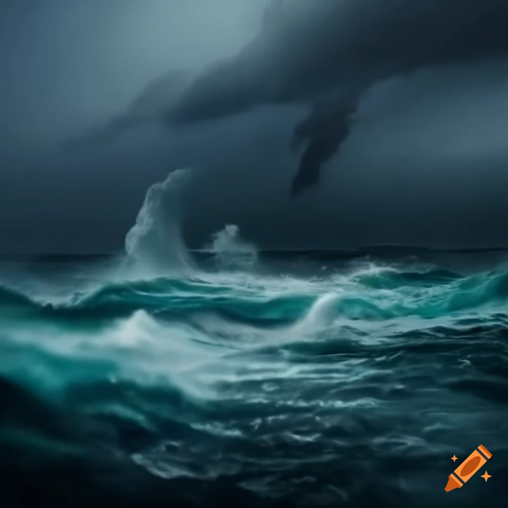 powerful storm at sea