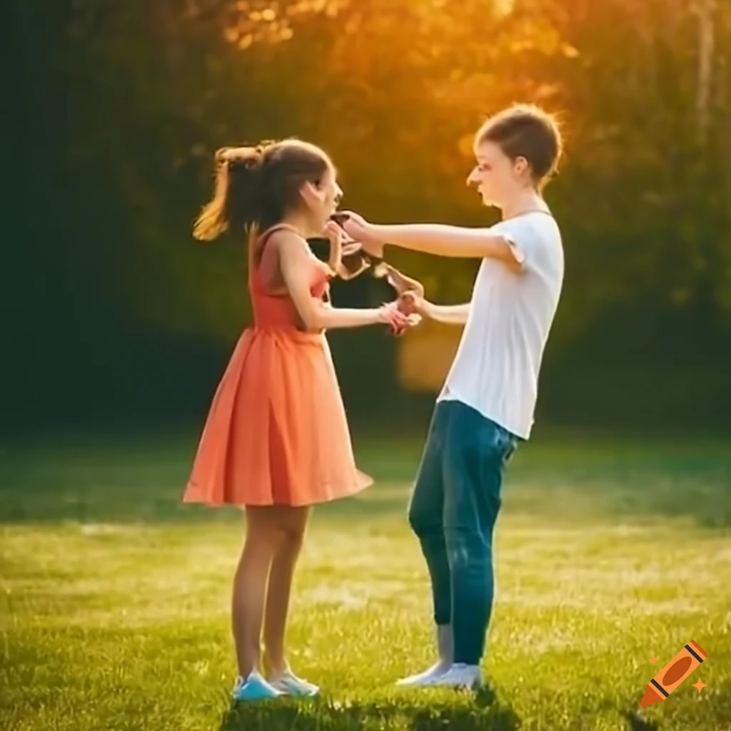 man having a conversation with a teenage girl