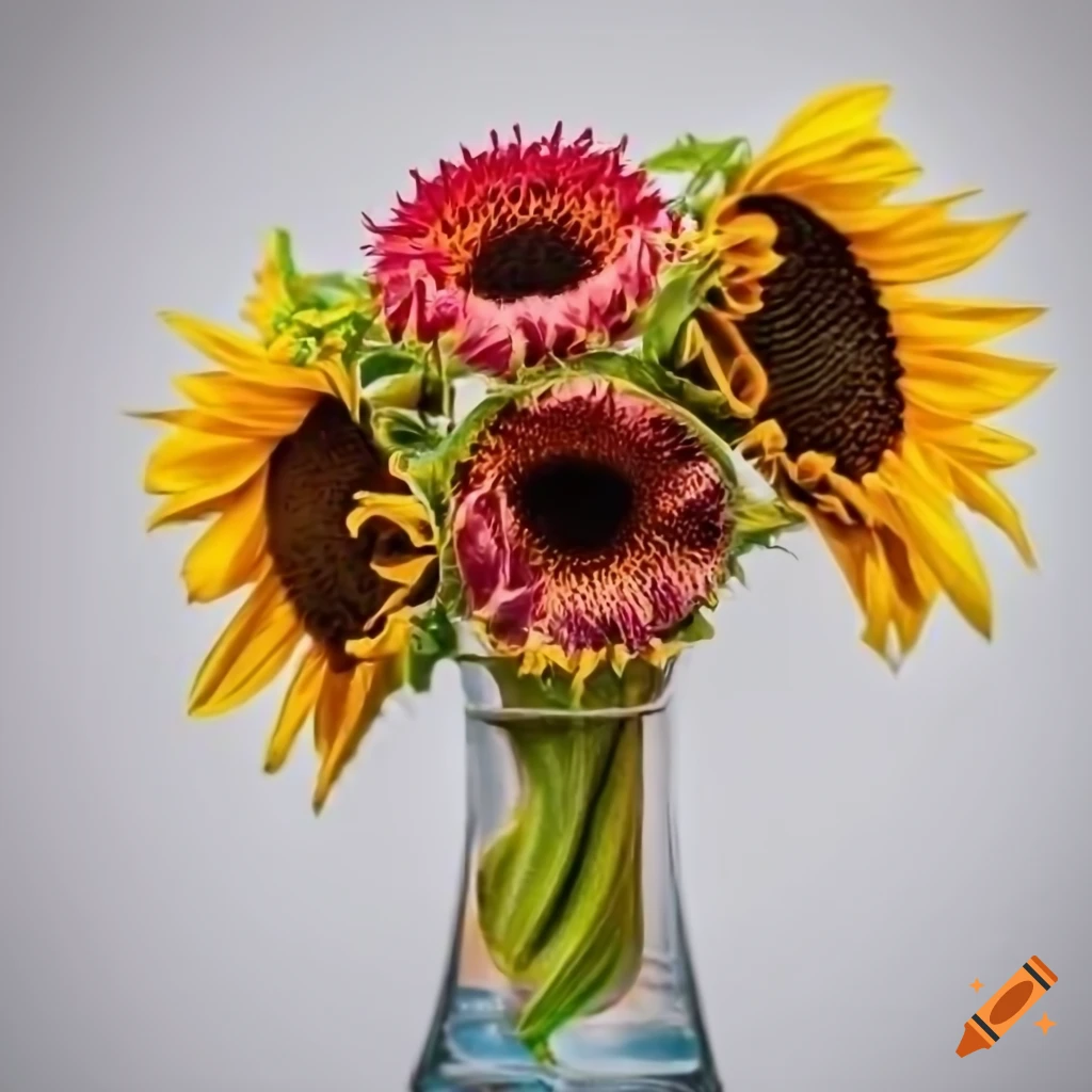 vibrant sunflower bouquet on white background