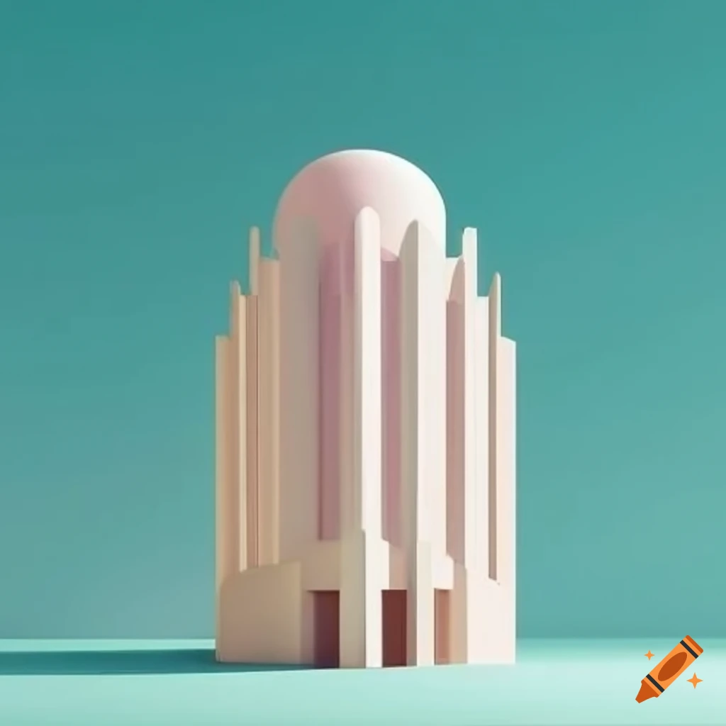 Detailed pastel art deco architecture on Craiyon