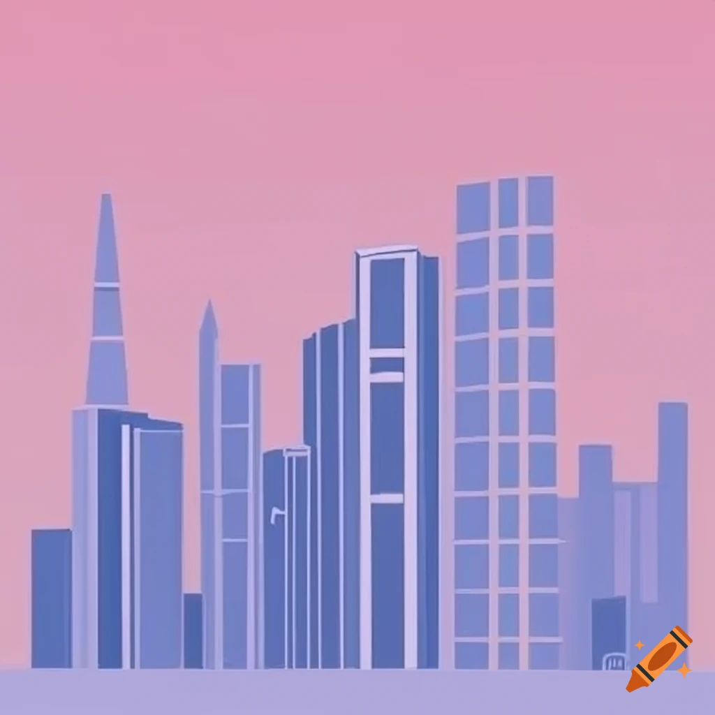 Pastelcolored minimalist cityscape artwork on Craiyon