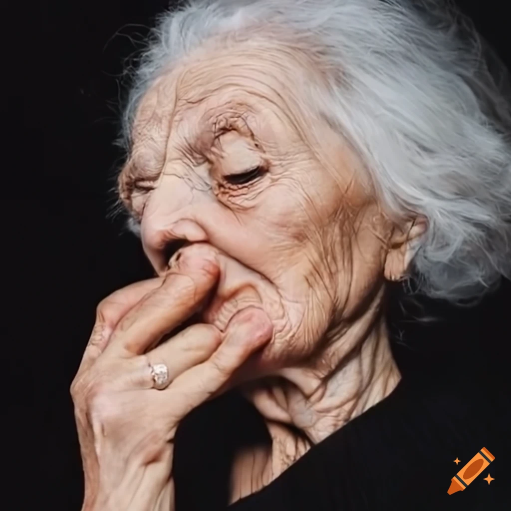 portrait of a pleading elderly woman