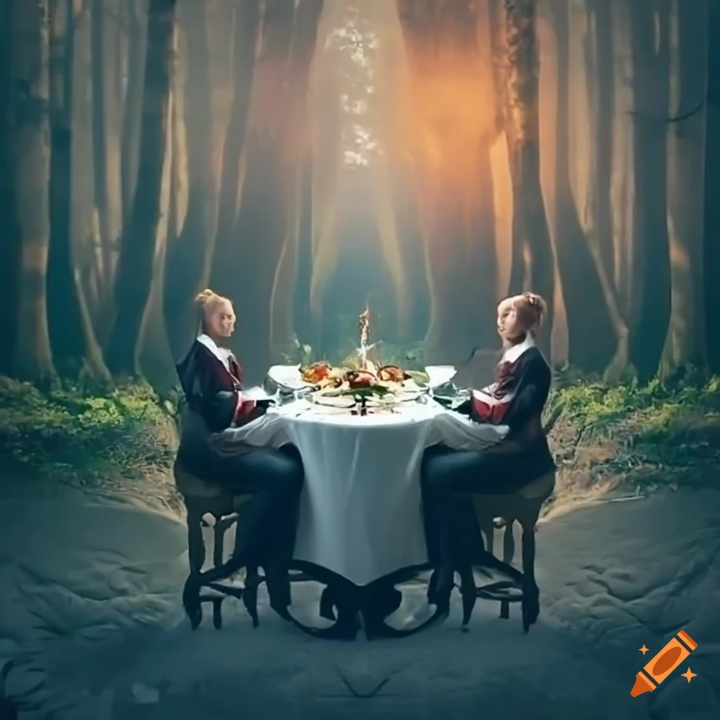 romantic dinner in the forest