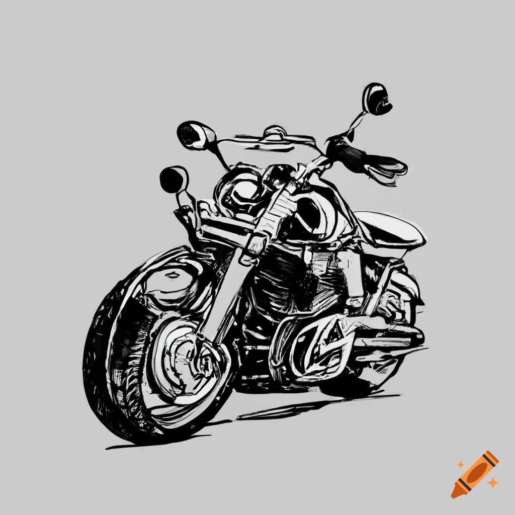 Line drawing of a motorcycle on Craiyon