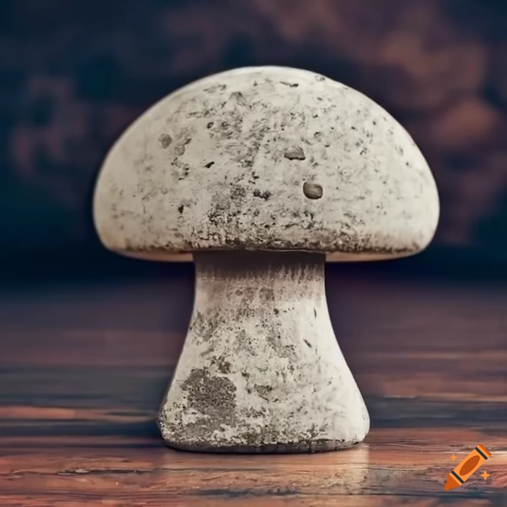 metal sculpture of a concrete mushroom