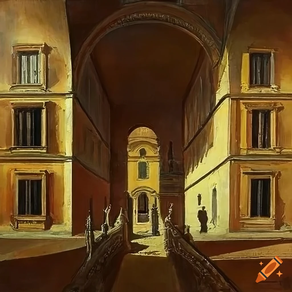 courtyard of Bodleian library by Giorgio de Chirico