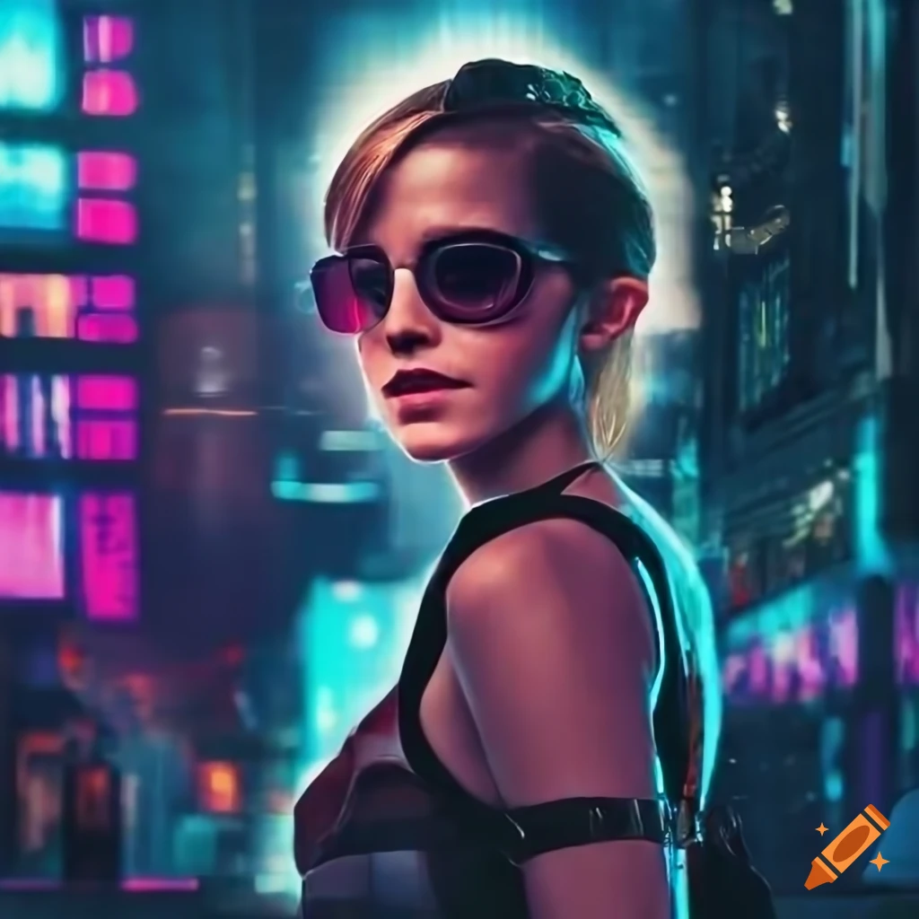 Emma Watson in cyberpunk warrior attire