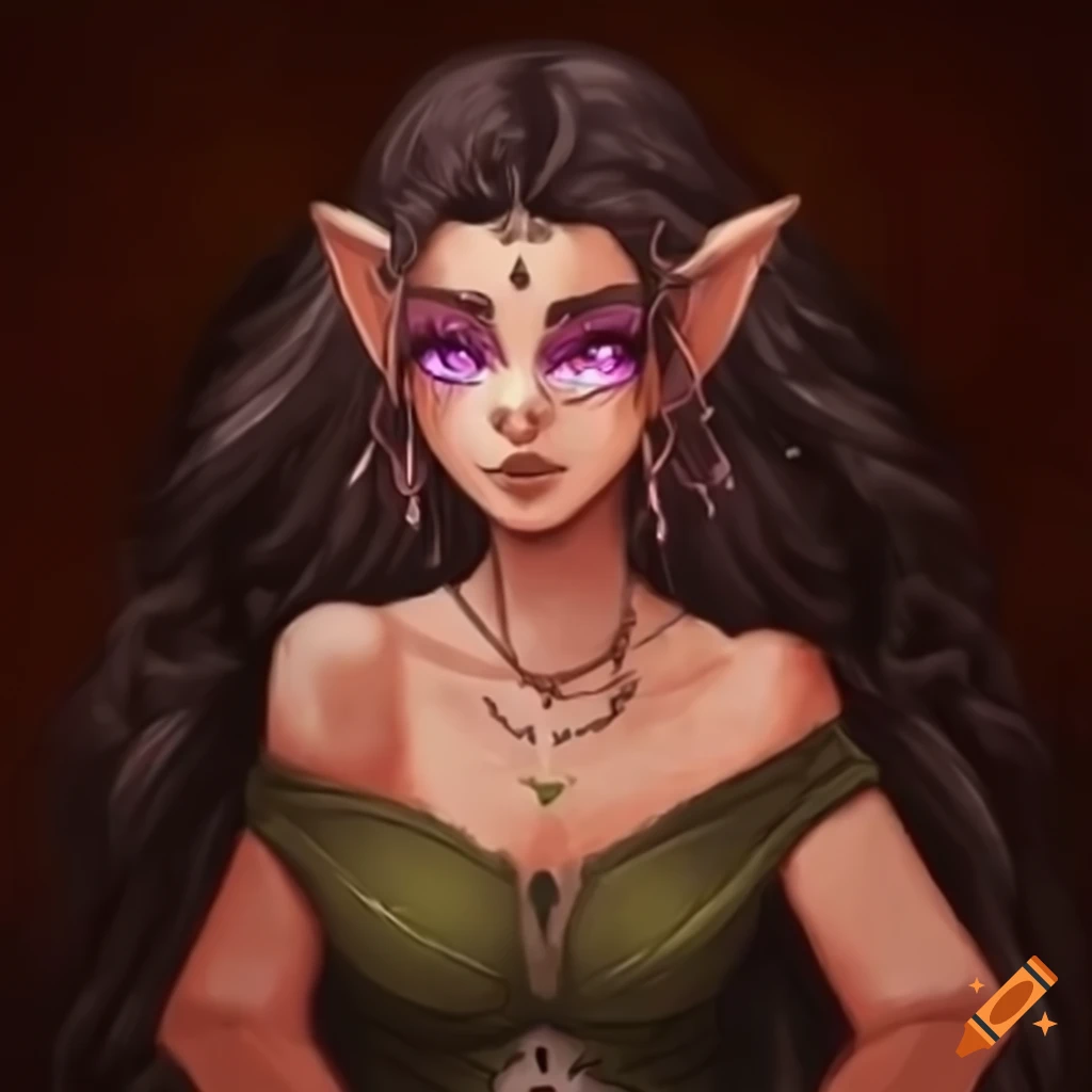 image-of-a-young-female-half-elf-druid-with-purple-eyes-on-craiyon
