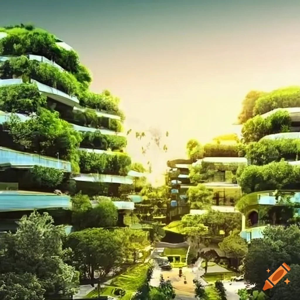 Subtropical City With Green Architecture And Urban Design On Craiyon