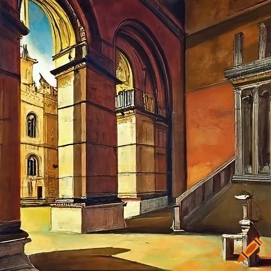 Giorgio de Chirico's painting of Bodleian library courtyard